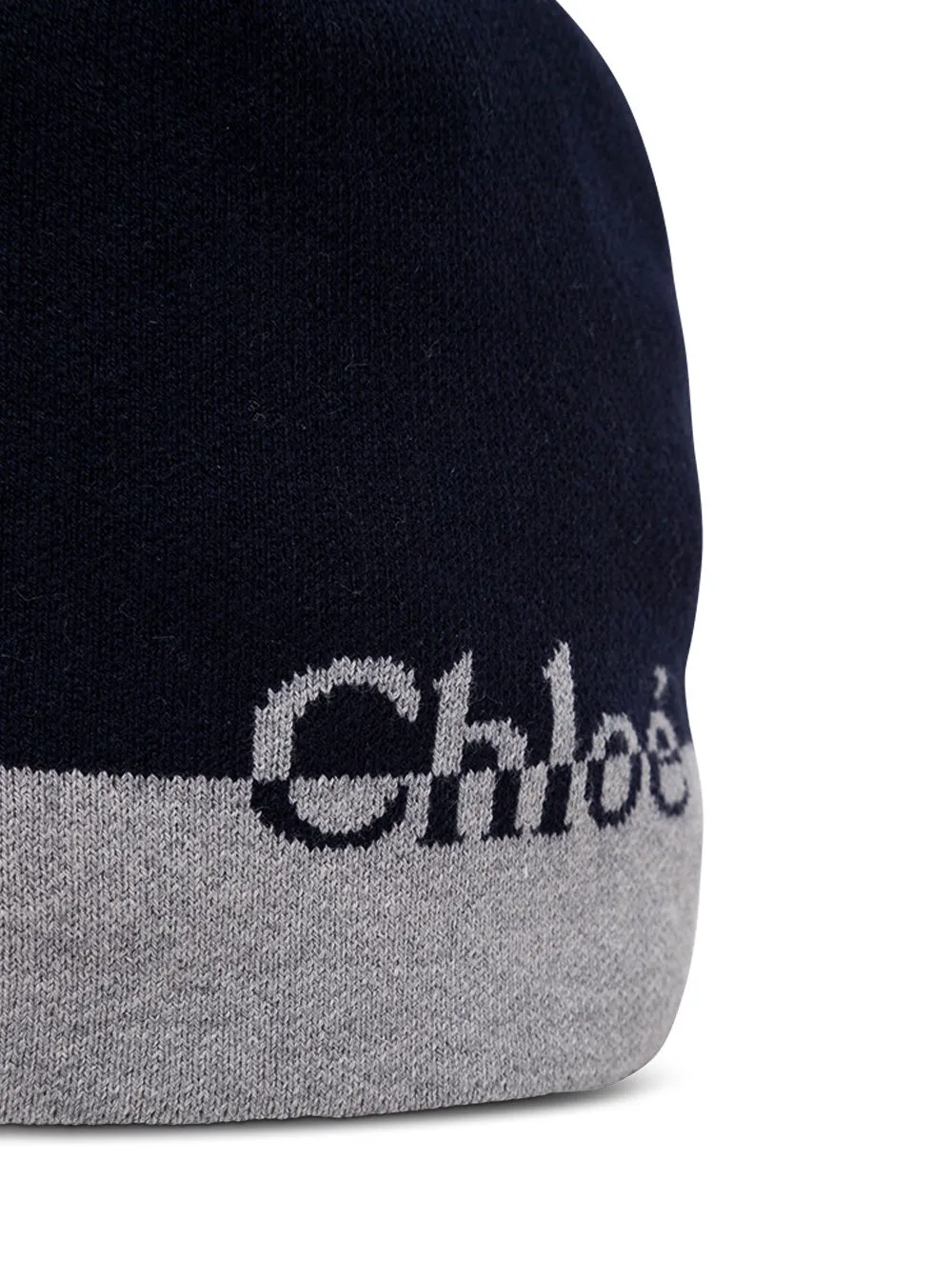 Chlo Kids Logo Intarsia Pom Pom Beanie