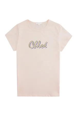 Chlo Kids Logo Print Crewneck T-Shirt