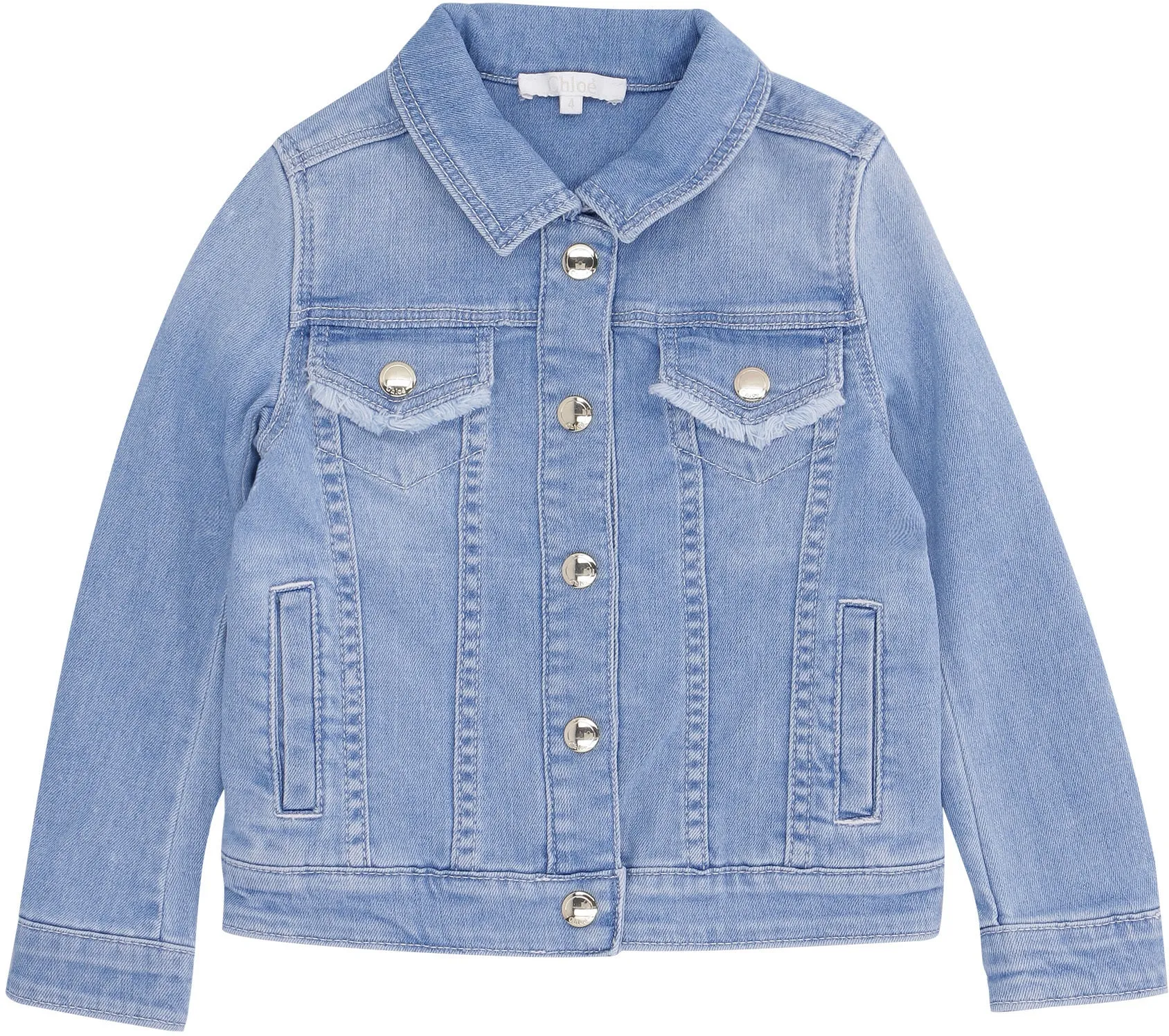 Chlo Kids Logo Print Denim Jacket