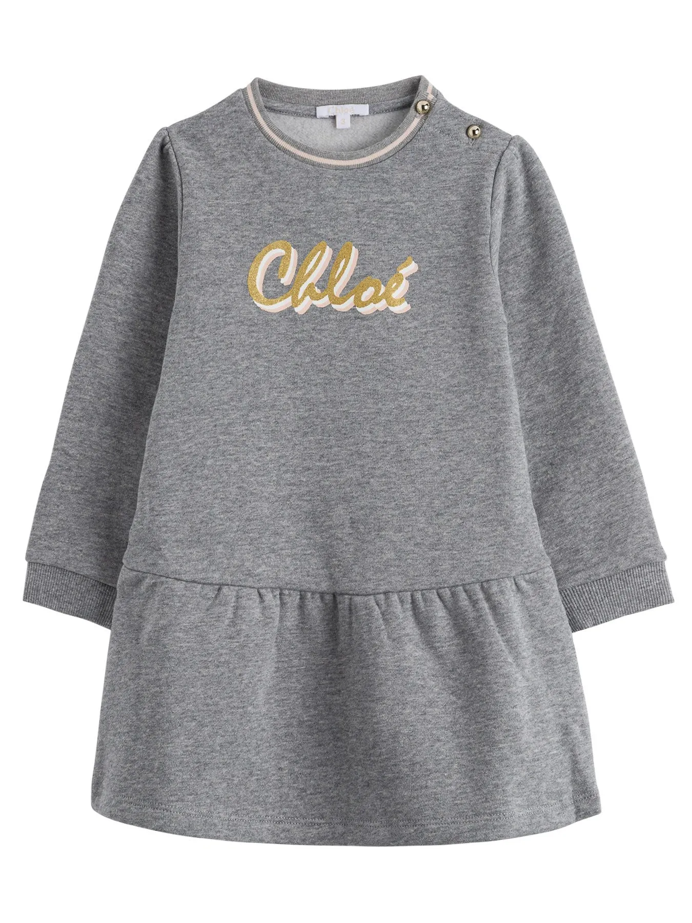 Chlo Kids Logo Print Pleated Dress