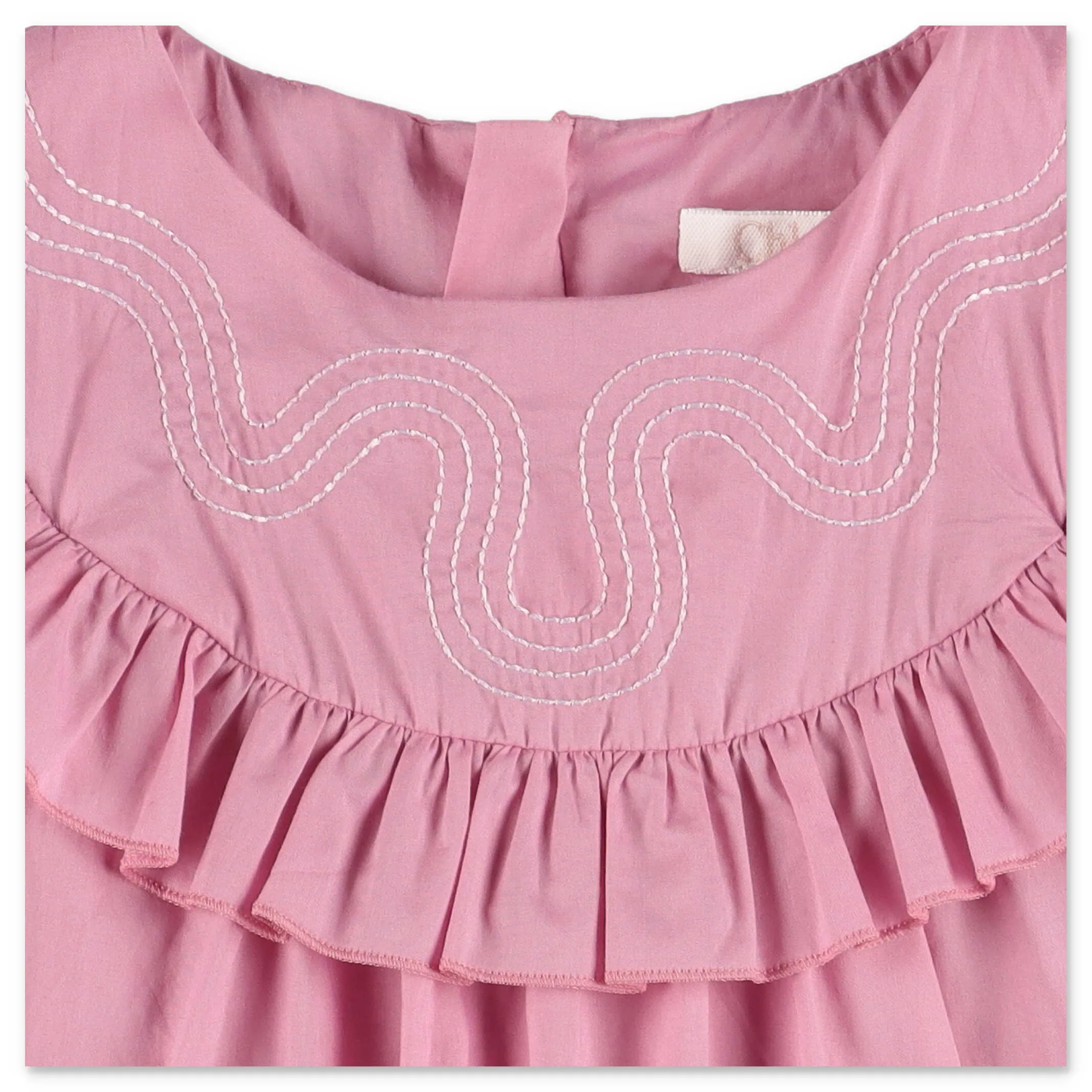 Chlo Kids Ruffled Short Sleeved Crewneck Dress