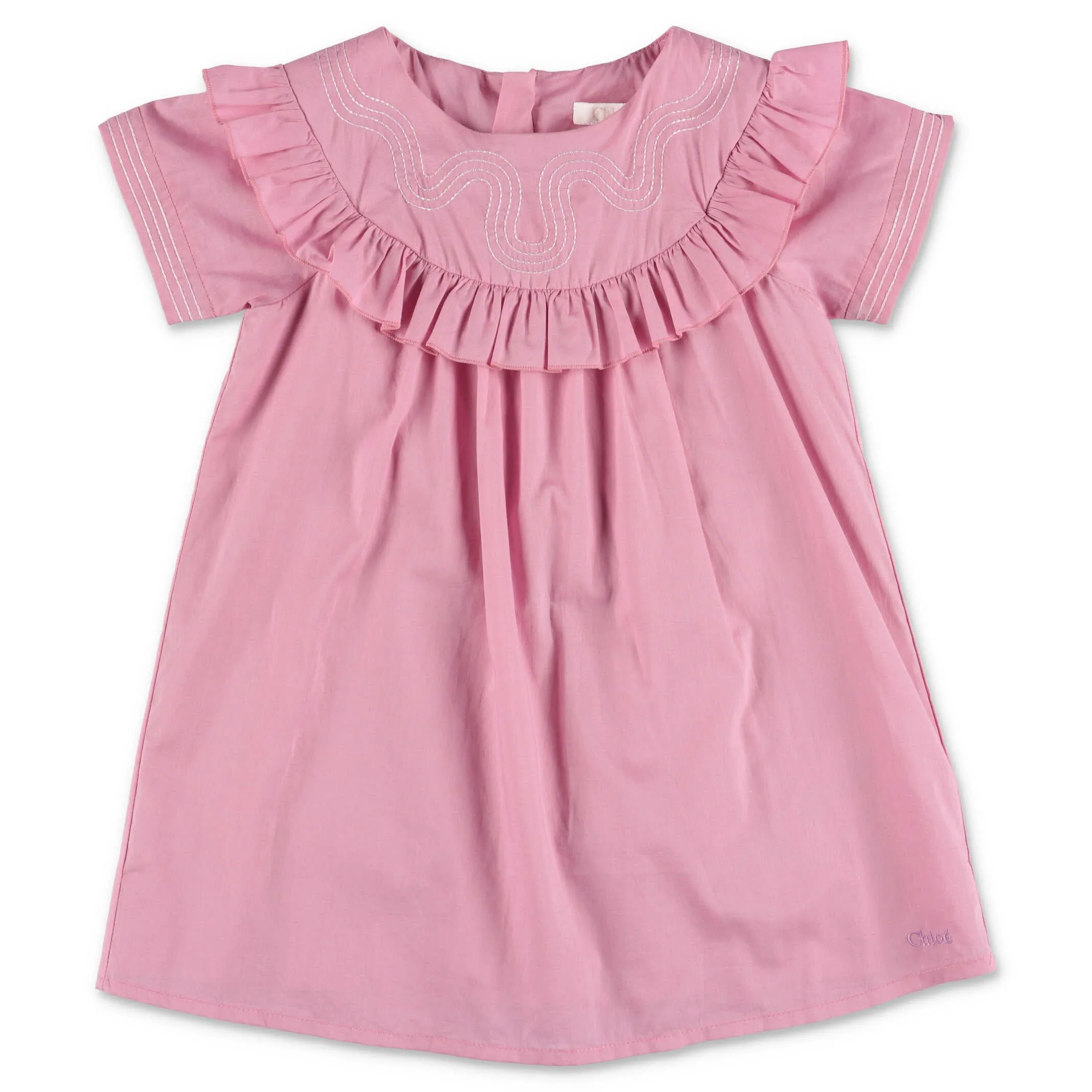 Chlo Kids Ruffled Short Sleeved Crewneck Dress