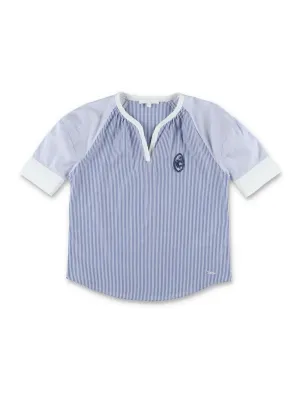 Chlo Kids Striped V-Neck Short Sleeved Blouse