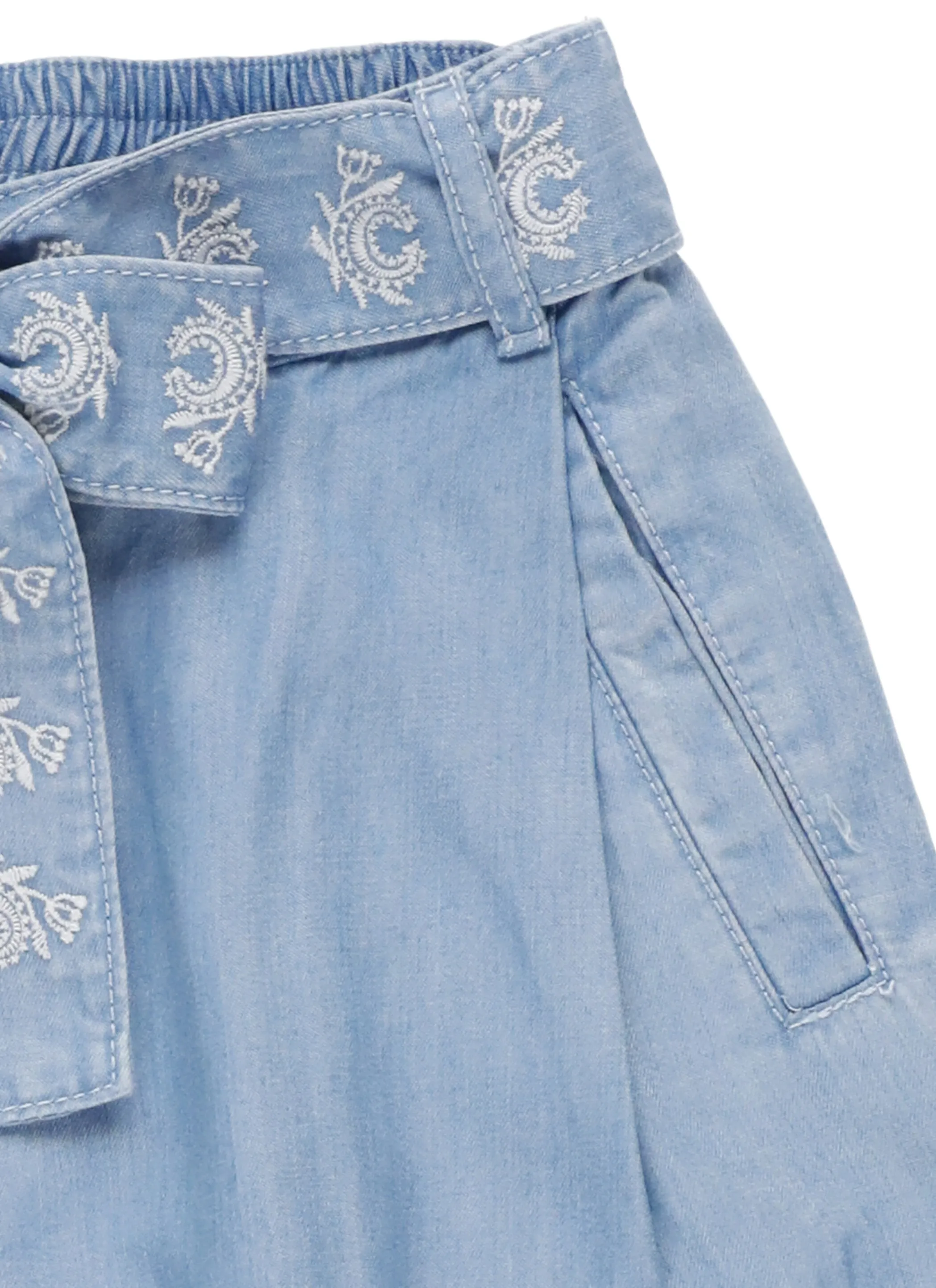 Chlo Kids Tied Belt Wide-Leg Trousers