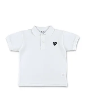 Comme des Garons Play Kids Heart Patch Short-Sleeved Polo Shirt