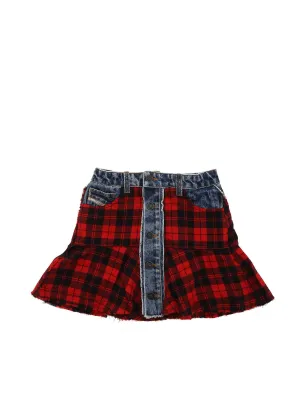 Diesel Kids Checked Denim Panelled Skirt
