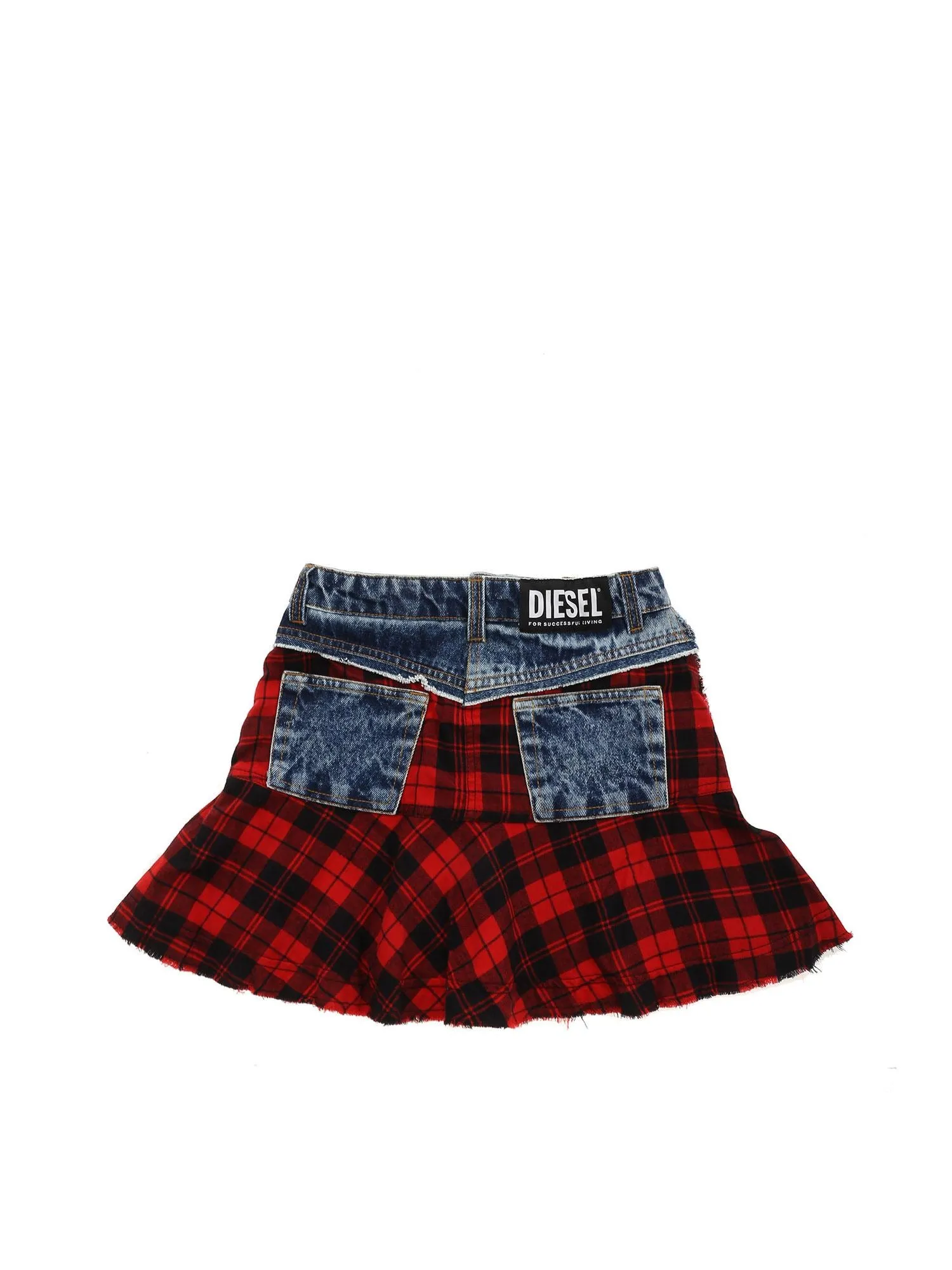Diesel Kids Checked Denim Panelled Skirt