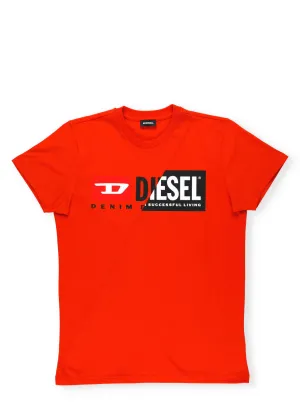Diesel Kids Logo Print Crewneck T-Shirt