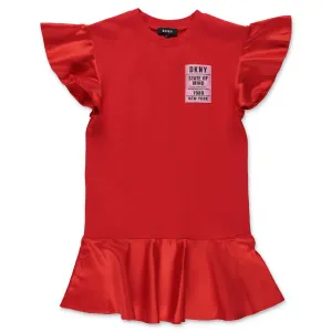 DKNY Kids Logo Patch Ruffled Dress