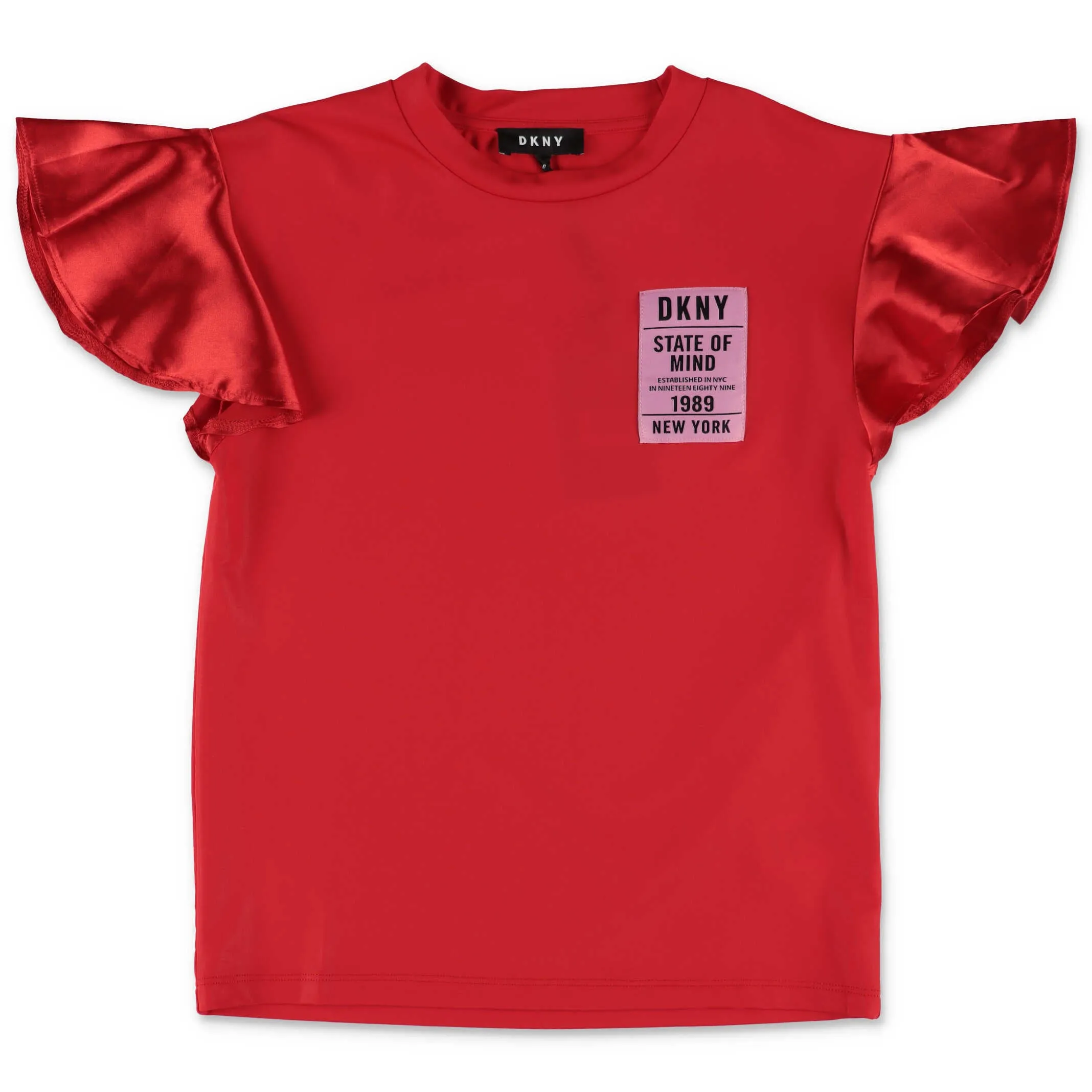 DKNY Kids Logo Patched Ruffle Sleeve T-Shirt
