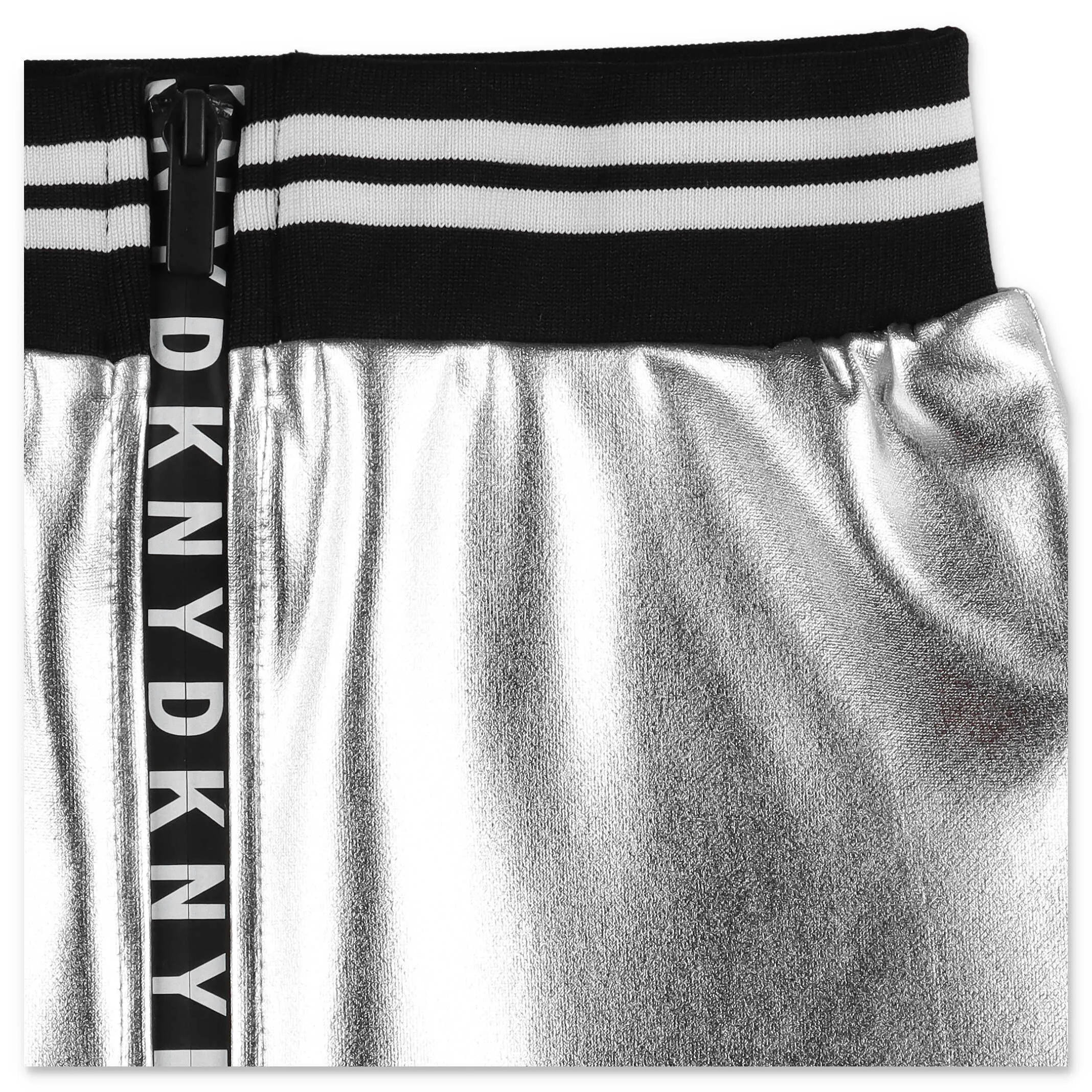 DKNY Kids Logo Zip Metallic Skirt