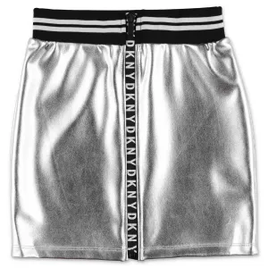 DKNY Kids Logo Zip Metallic Skirt