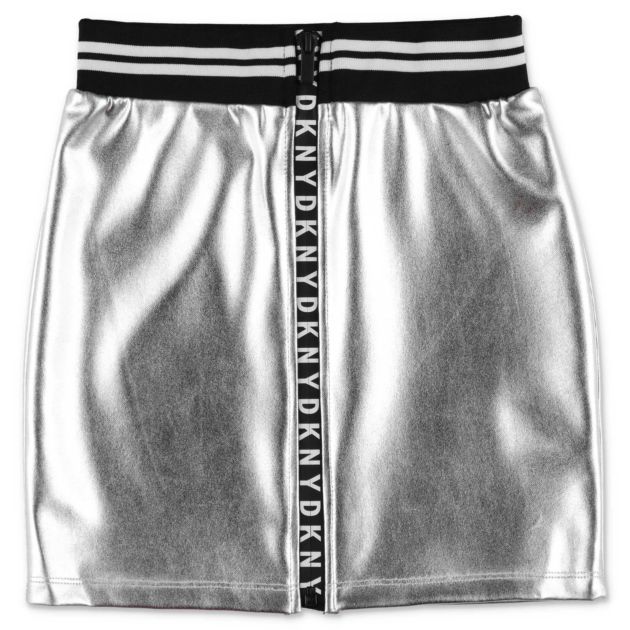 DKNY Kids Logo Zip Metallic Skirt
