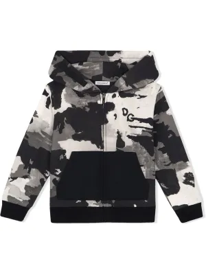 Dolce & Gabbana Kids Camouflage Print Hooded Jacket