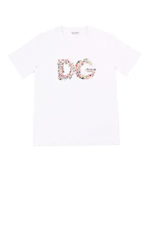 Dolce & Gabbana Kids Floral Logo Crewneck T-Shirt