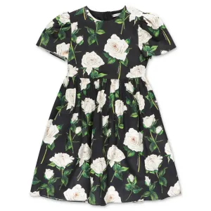 Dolce & Gabbana Kids Rose Print Short-Sleeved Dress