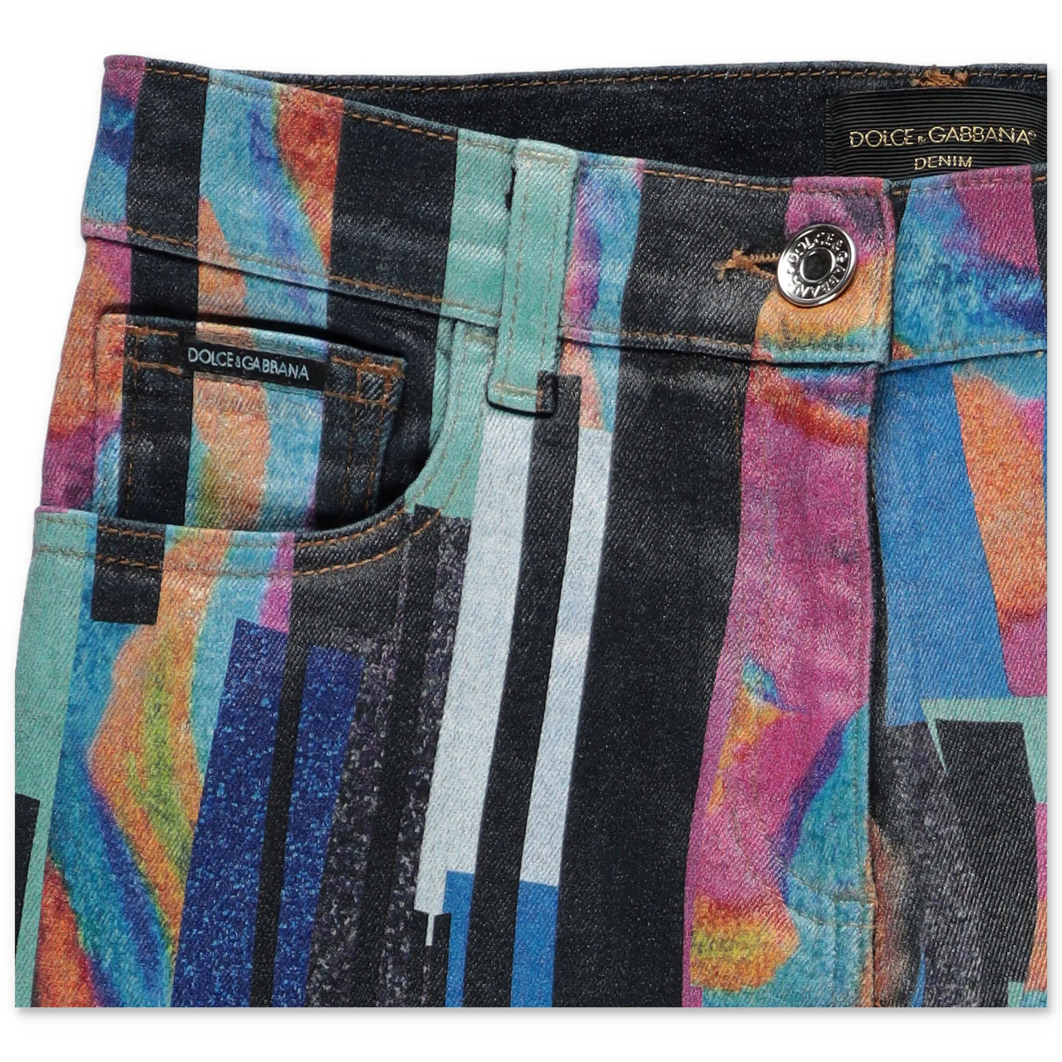 Dolce & Gabbana Kids Stripe Painted Straight Leg Jeans