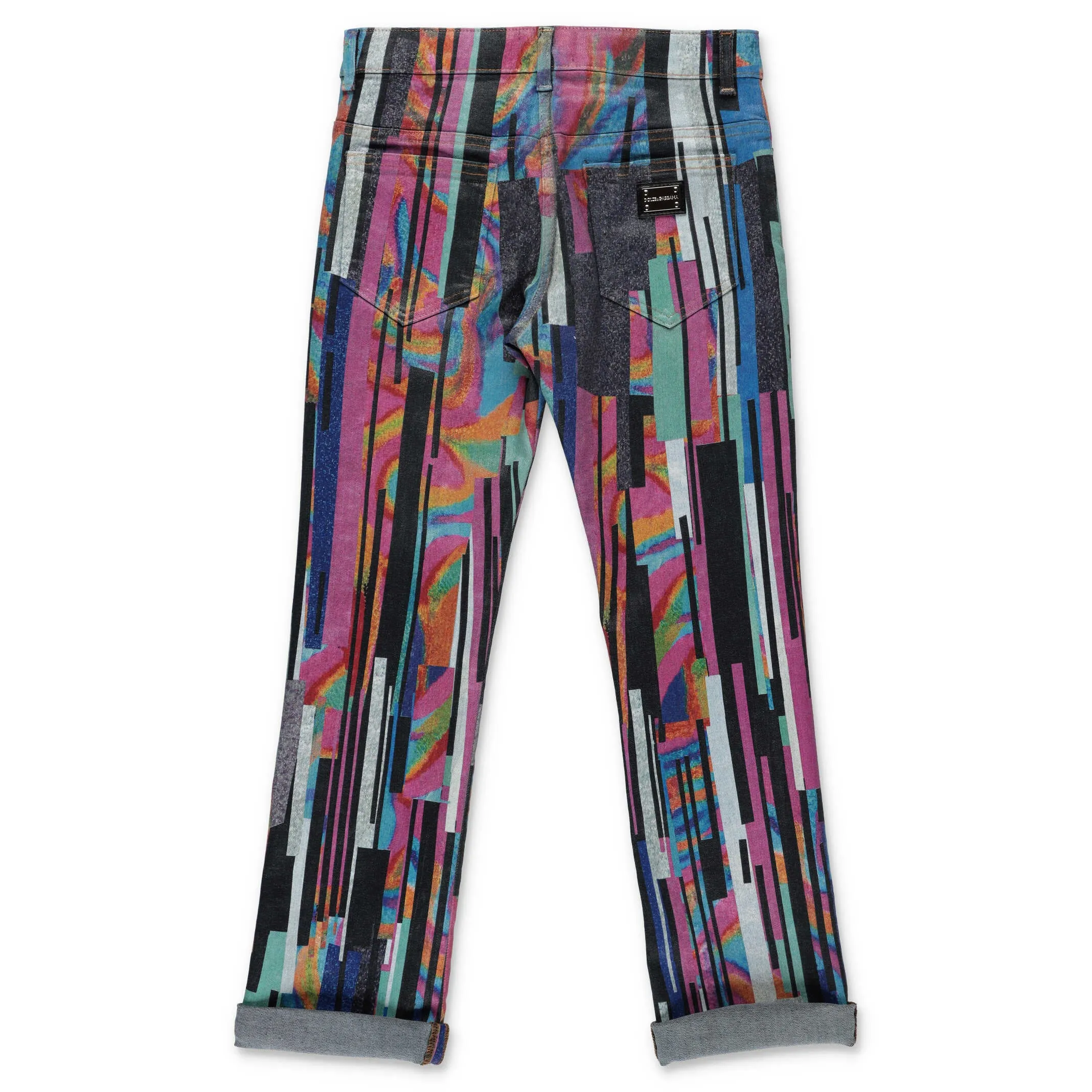 Dolce & Gabbana Kids Stripe Painted Straight Leg Jeans