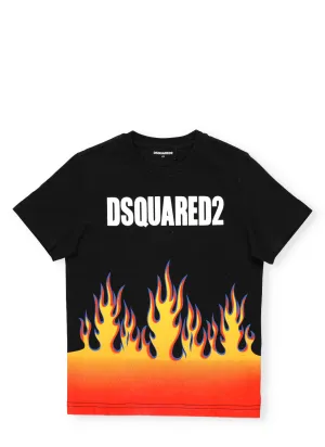 Dquared2 Kids Flame Print Crewneck T-Shirt