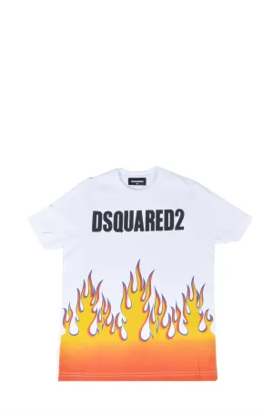 Dquared2 Kids Flame Print Crewneck T-Shirt