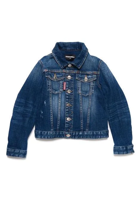 Dsquared2 Kids Distressed Button-Up Denim Jacket