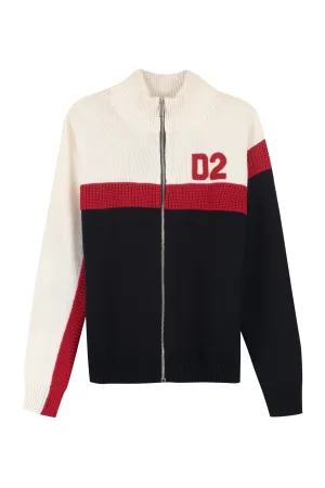 Dsquared2 Kids Logo Jacquard Knitted  Zip-Up Jacket