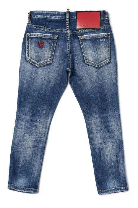 Dsquared2 Kids Logo Patch Distressed Jeans