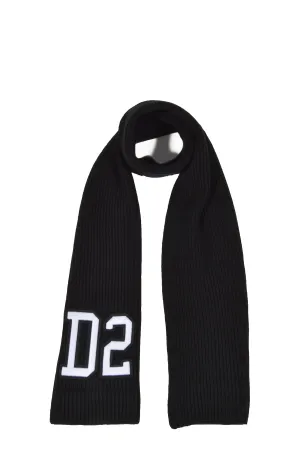 Dsquared2 Kids Logo Patch Ribbed Scarf