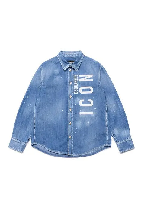 Dsquared2 Kids Logo Printed Denim Shirt