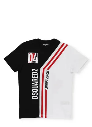 Dsquared2 Kids Logo Printed Stripe Detail T-Shirt