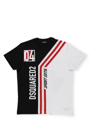 Dsquared2 Kids Logo Printed Stripe Detail T-Shirt
