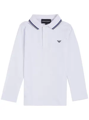 Emporio Armani Kids Logo Detail Long Sleeve Polo Shirt