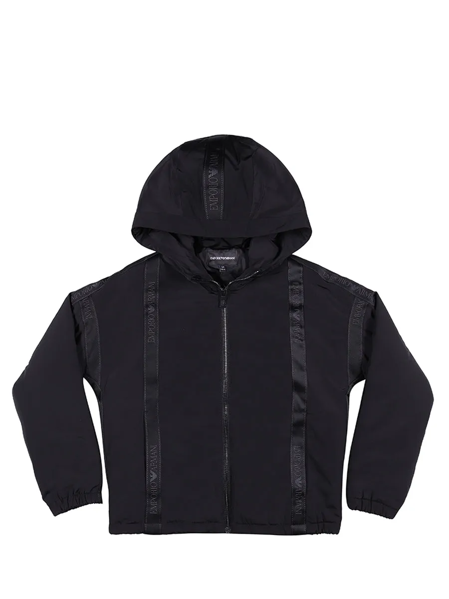 Emporio Armani Kids Logo Stripe Zipped Jacket