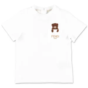 Fendi Kids Bear Embroidered T-Shirt