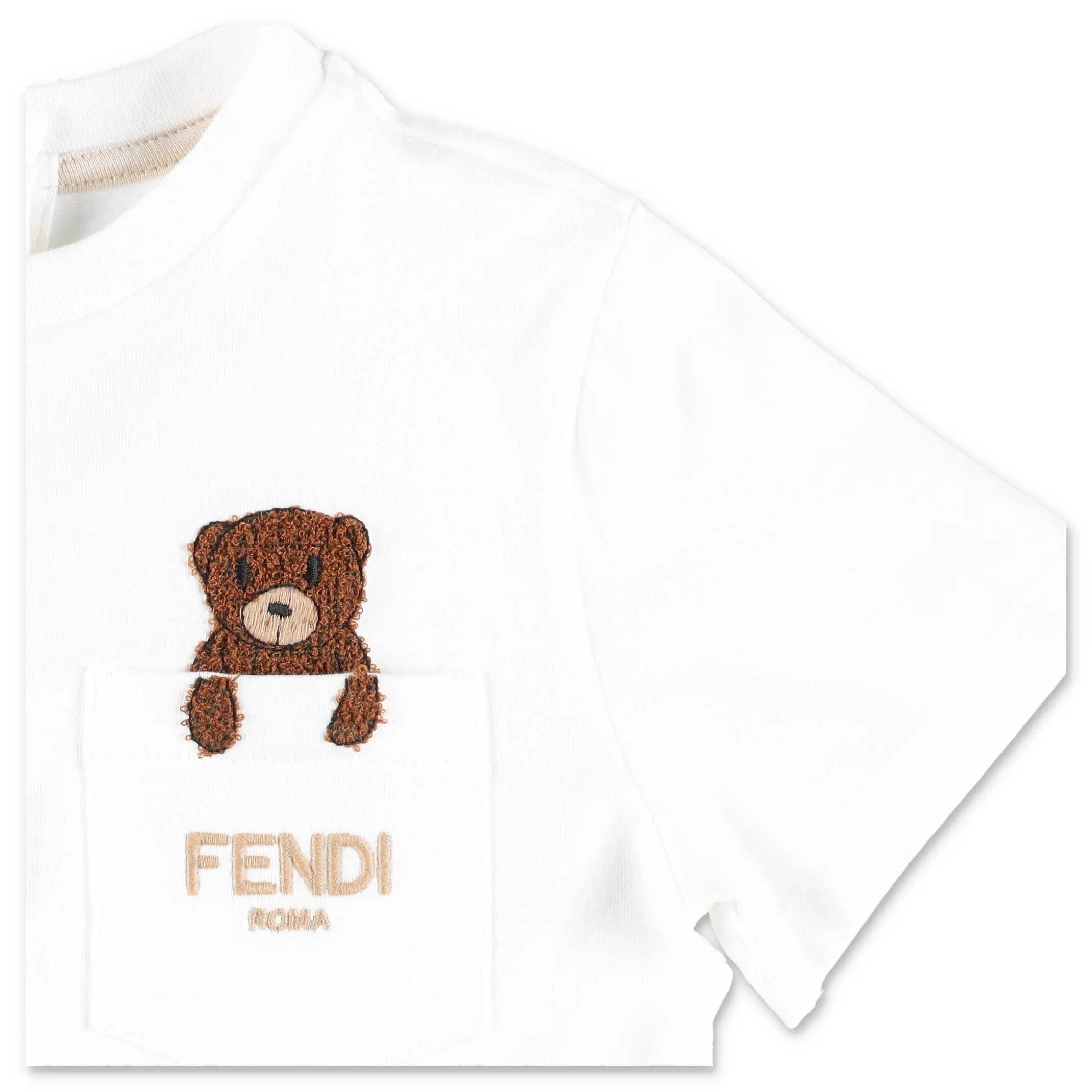 Fendi Kids Bear Embroidered T-Shirt