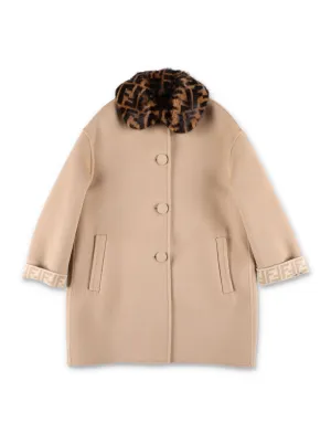 Fendi Kids Contrast-Collar Single-Breasted Coat