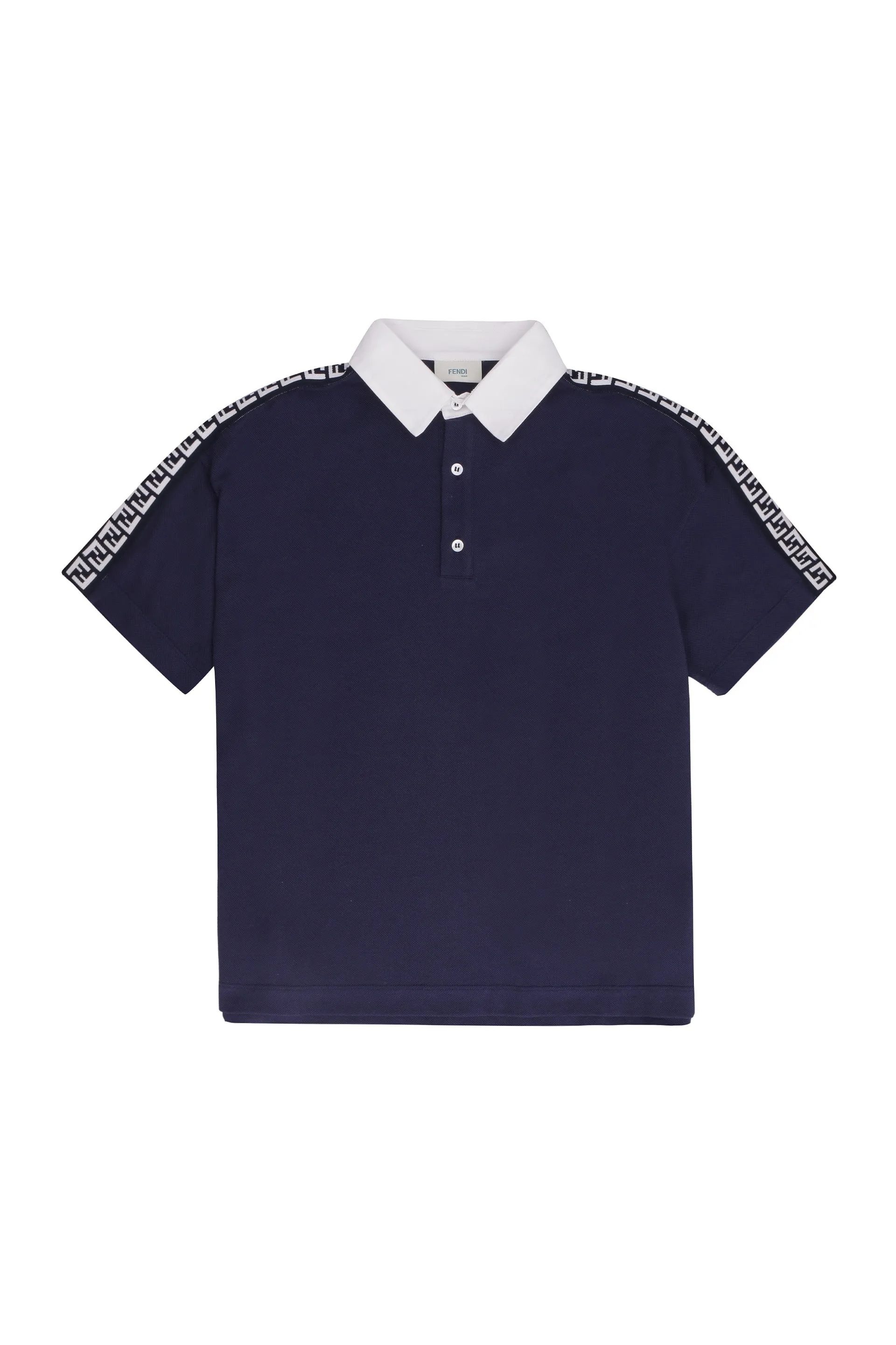 Fendi Kids Contrast FF Logo Detail Polo Shirt