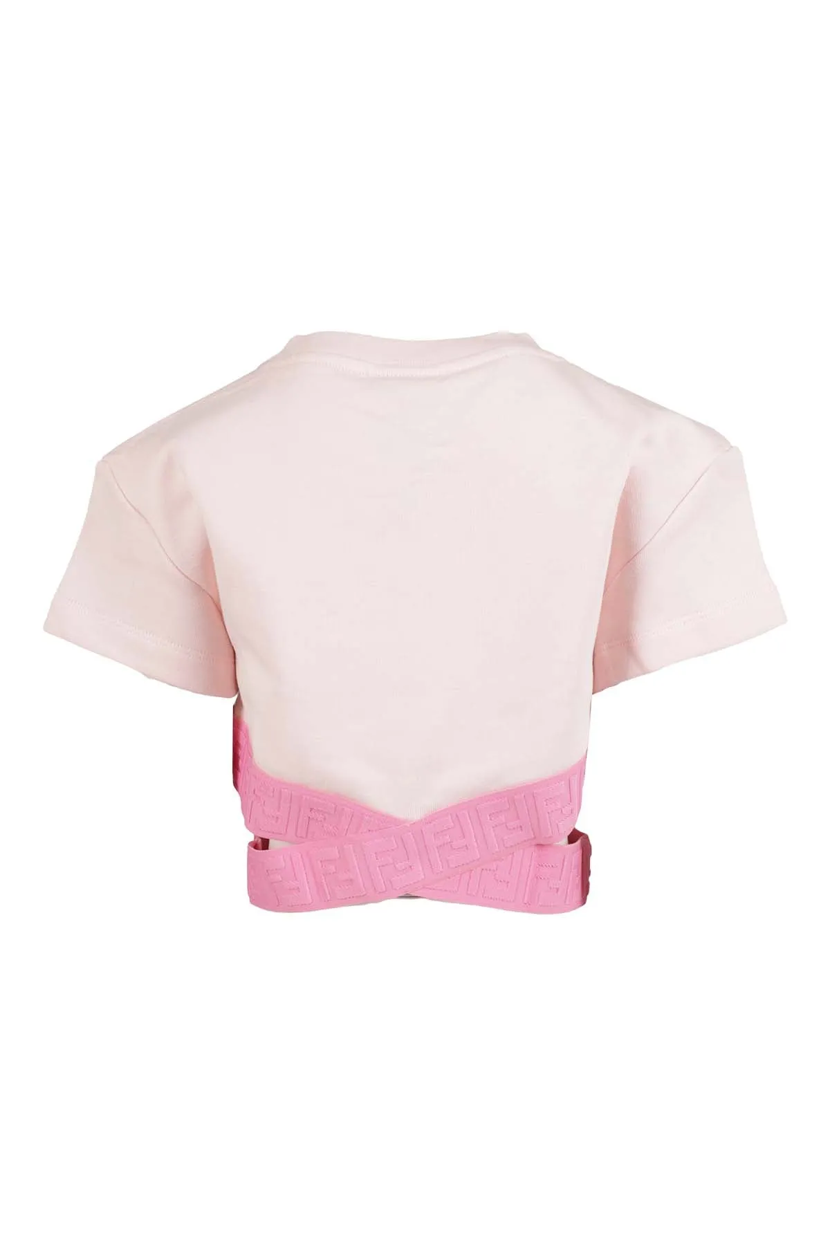 Fendi Kids Cut-Out Crewneck Cropped T-Shirt