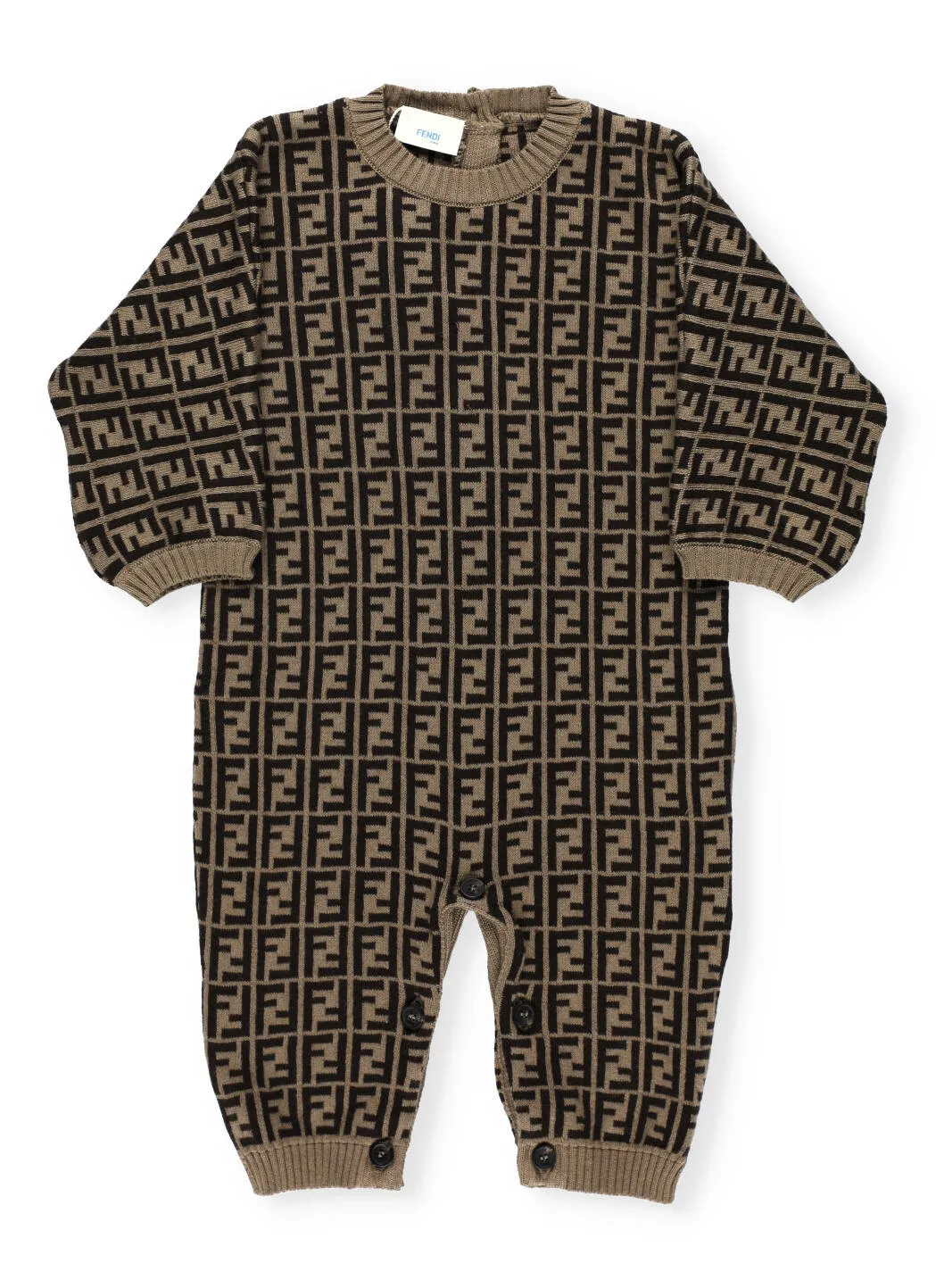 Fendi Kids FF Intarsia Knit Onesie