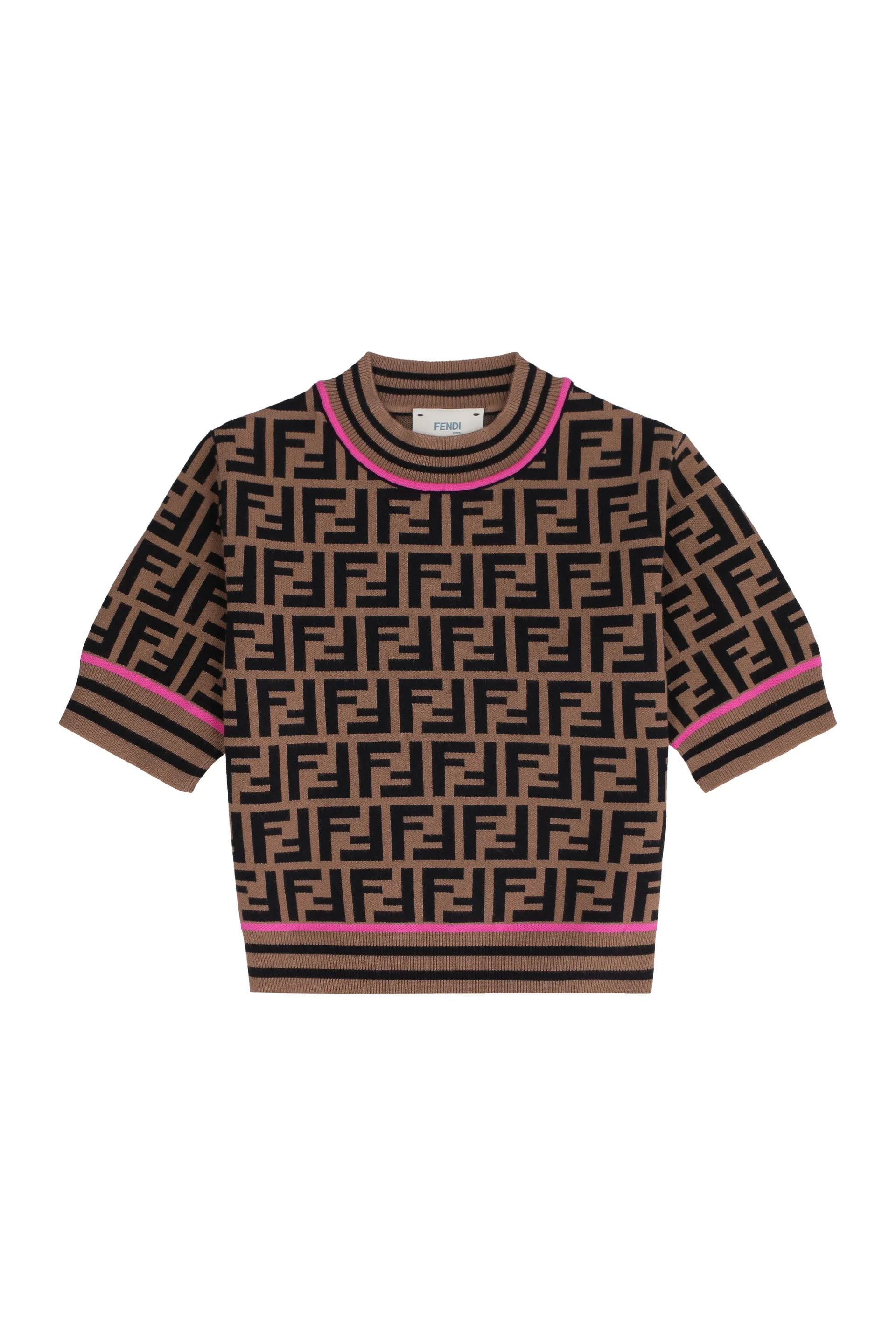 Fendi Kids FF Motif Short Sleeve Knit Top