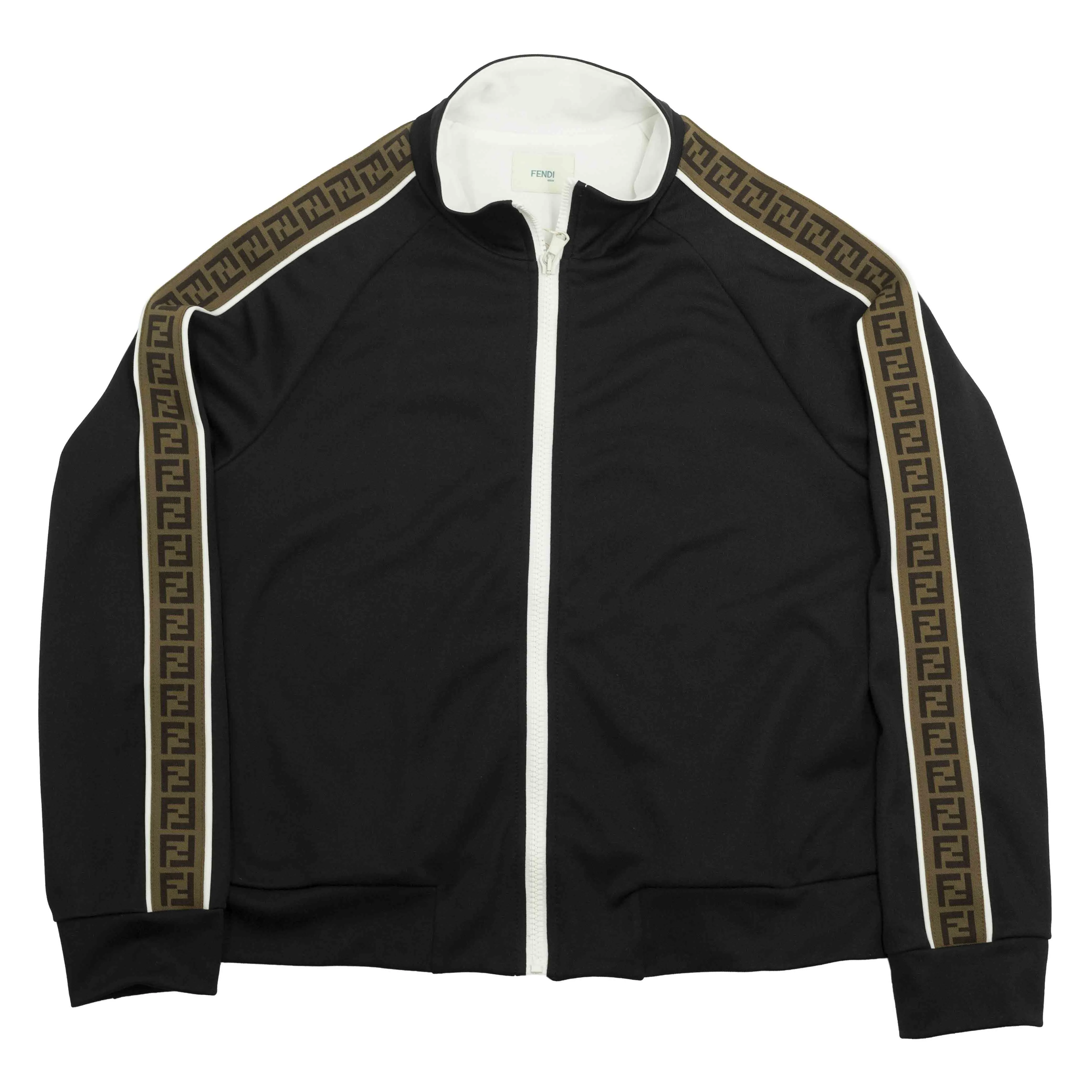 Fendi Kids FF Striped Zipped Sweater
