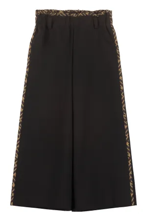 Fendi Kids FF Trim Wide Leg Pants