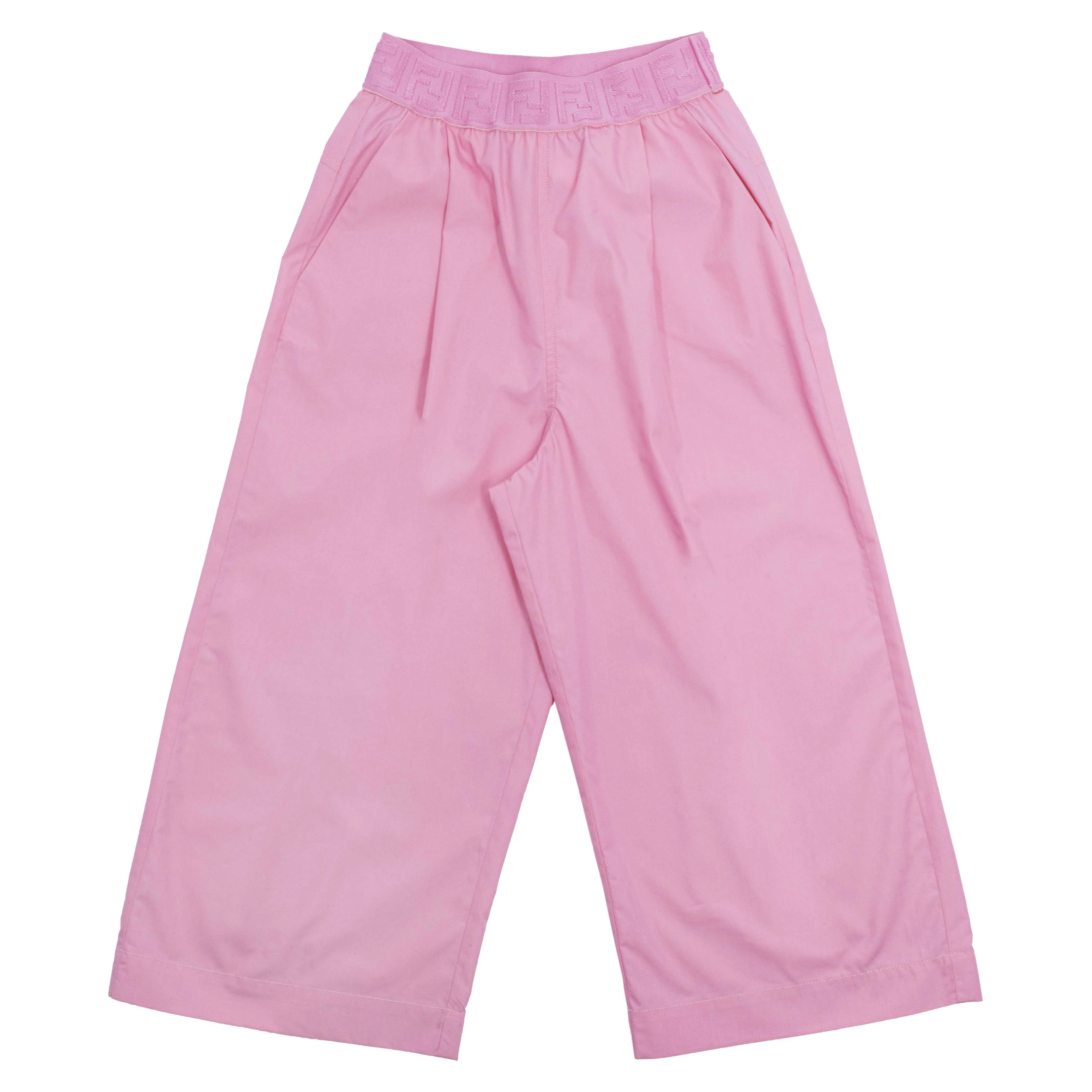 Fendi Kids FF Waistband Wide-Leg Pants