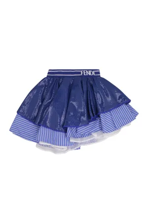 Fendi Kids Logo Detailed Striped Skirt