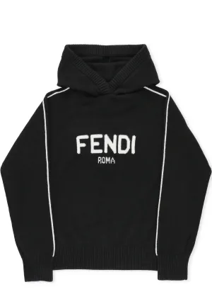 Fendi Kids Logo Intarsia Knit Hoodie