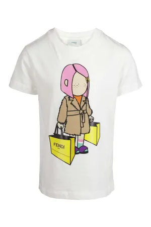 Fendi Kids Logo Printed Crewneck T-Shirt
