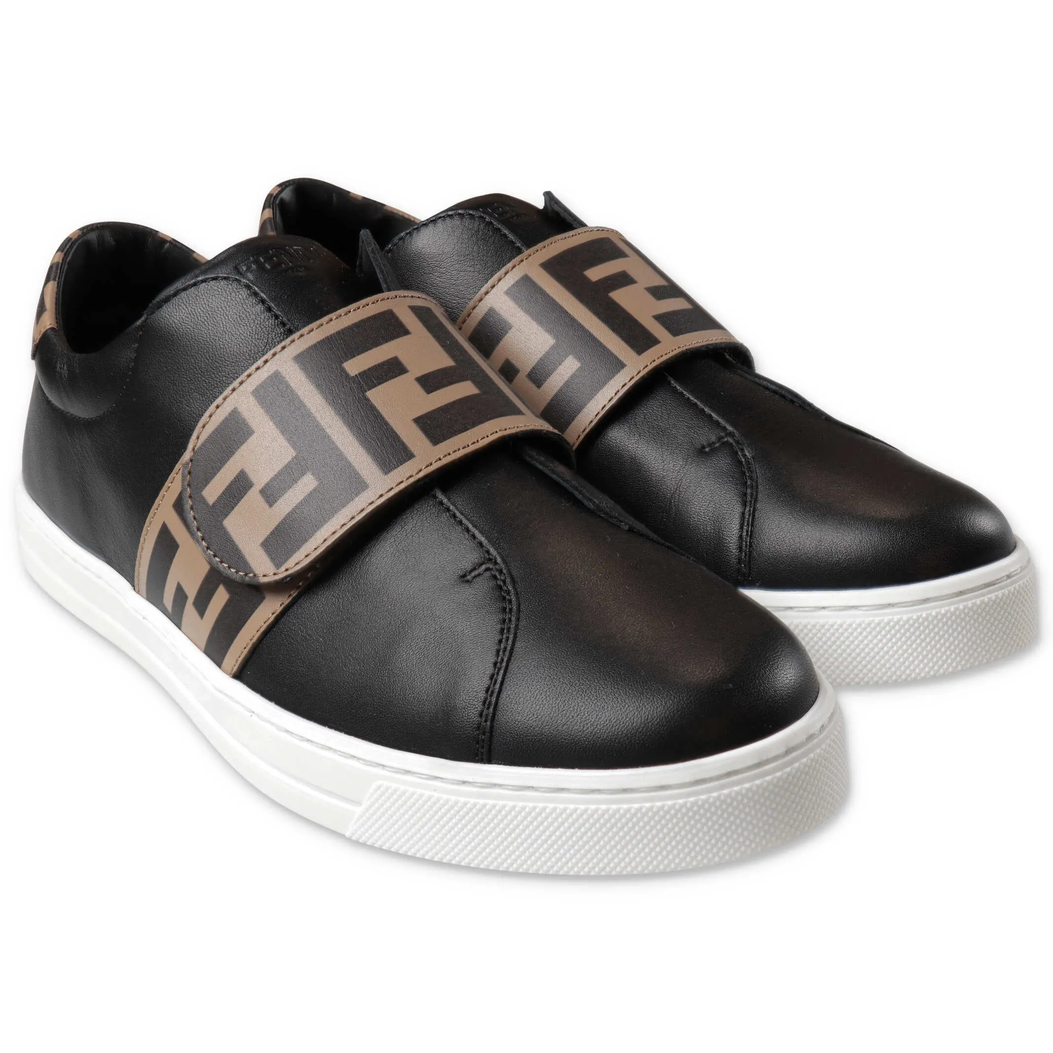 Fendi Kids Monogram Strap Sneakers