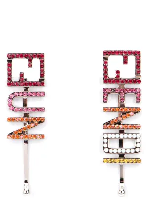 Fendi Kids Rhinestone Embellished Logo Hair Clips
