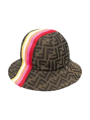 Fendi Kids Stripe Detail FF Motif Hat