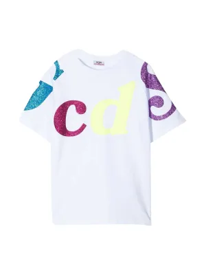 GCDS Kids Glitter Logo Printed T-Shirt